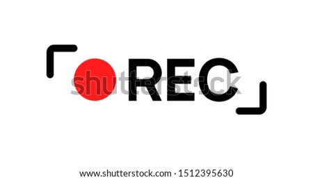 Recording sign icon. Red logo camera video recording symbol, rec icon.