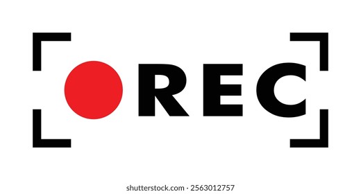 Recording sign on white background. Rec button logotype for Your video user interface. Framed recording sign. Currently recording. Rec symbol. EPS Vector illustration