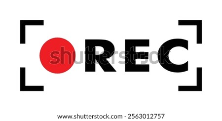 Recording sign on white background. Rec button logotype for Your video user interface. Framed recording sign. Currently recording. Rec symbol. EPS Vector illustration
