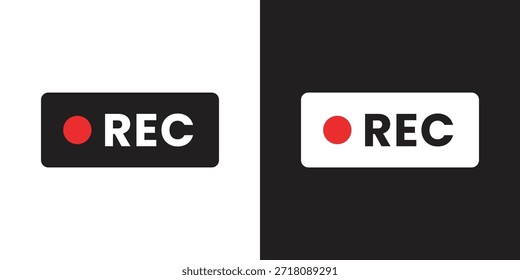 Signo de grabación. Conjunto de iconos REC. Grabación de la señal de Vector en blanco y negro.