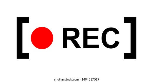 Recording sign, red panel, rec. vector illustration