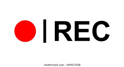 Recording sign, red panel, rec. vector illustration