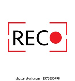 Recording sign, red panel, rec, vector symbol isolated on white background