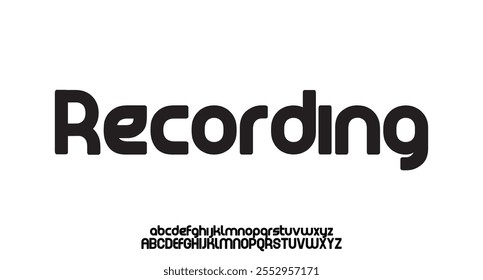 Recording sports abstract digital tech font. Logo creative font, type, technology, movie, digital, music, movie. Font and illustration in vector format.
