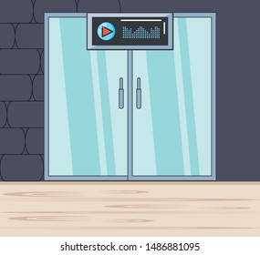 recording studio door scene icon