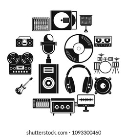 Recording studio items icons set. Simple illustration of 16 recording studio items vector icons for web