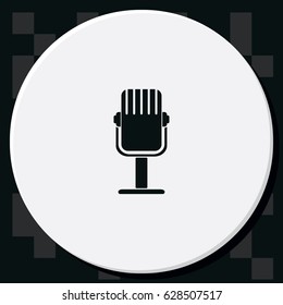 Recording studio microphone icon. Flat microphone illustration. 
