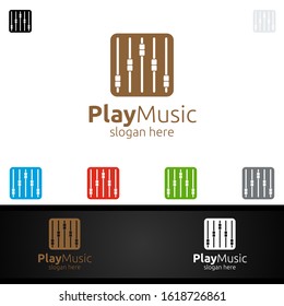 Recording Studio Music Logo with Play Concept 