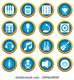 Recording studio symbols icons set. Simple illustration of 16 recording studio symbols vector icons for web