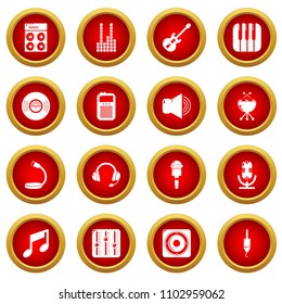Recording studio symbols icons set. Simple illustration of 16 recording studio symbols vector icons for web