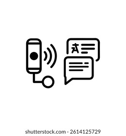Recording Symbol with Text Translation Bubble Minimal Black Icon