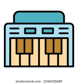 Recording synthesizer icon outline vector. Dj piano. Mixer control color flat