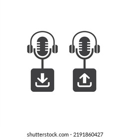 Aufnahme-Upload und Download-Symbol, Vektorgrafik.