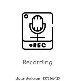 recording vector line icon. Simple element illustration. recording outline icon from technology concept. Can be used for web and mobile