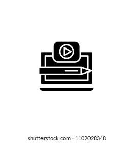 Recording a video black icon concept. Recording a video flat  vector symbol, sign, illustration.