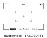 Recording video of camera. Frame, focus and rec. Viewfinder on screen. Background for photo, snapshots, videography, photography. Shutter, lens, zoom, display, recorder of camcorder. Vector.