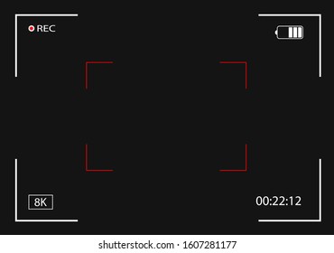 Recording video. Camera view. Focusing screen. Vector