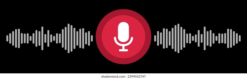 Recording voice message sign, virtual voice assistant, AI voice recognition technology, recording conversation, voice search - stock vector