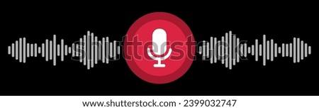 Recording voice message sign, virtual voice assistant, AI voice recognition technology, recording conversation, voice search - stock vector