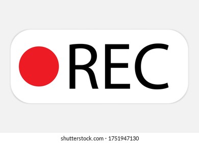 Recording white button icon. Rec sign illustratoin with 
shadow. Vector , start.