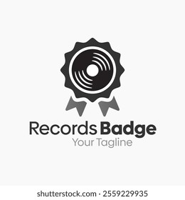 Records Badge Logo Design Template. Good for Business, Agency, Community and Organization.