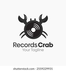 Records Crab Logo Design Template. Good for Business, Agency, Community and Organization.