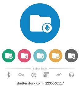 Registra los iconos blancos planos del directorio en fondos de color redondo. 6 iconos de bonificación incluidos.