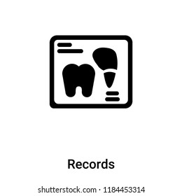 Records icon vector isolated on white background, logo concept of Records sign on transparent background, filled black symbol