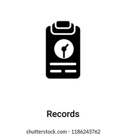Records icon vector isolated on white background, logo concept of Records sign on transparent background, filled black symbol
