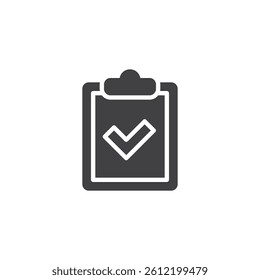 Records and logs vector icon. filled flat sign for mobile concept and web design. Clipboard with a check mark glyph icon. Symbol, logo illustration. Vector graphics