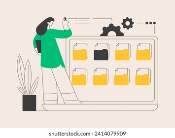 Records management abstract concept vector illustration. Electronic records keeping, enterprise information files, archive management, document tracking, administrative system abstract metaphor.