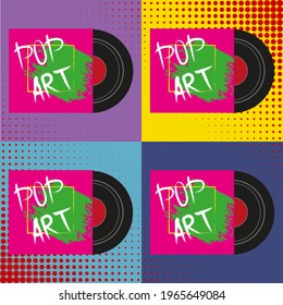 records pop art. vector illustration