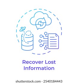 Recover lost information blue gradient concept icon. Reverse engineering application. Disaster recovery. Round shape line illustration. Abstract idea. Graphic design. Easy to use in article