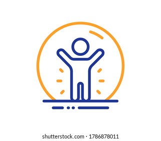 Recovered person line icon. Coronavirus pandemic sign. Covid-19 quarantine symbol. Colorful thin line outline concept. Linear style recovered person icon. Editable stroke. Vector