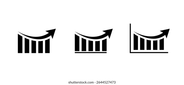 Recovery bar graph icon set. Rebound after downturn symbol