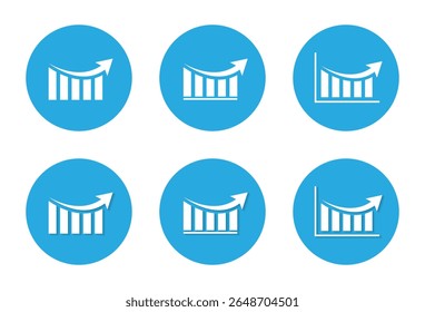 Recovery bar graph icon set with shadow. Rebound after downturn symbol