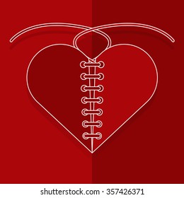 Recovery the broken red heart with thread paper cut style. Vector illustration valentine's day love abstract background.