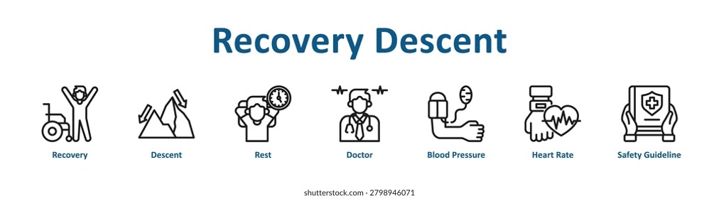 Recovery Descent web icon banner with line art style