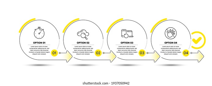 Recovery devices, Timer and Cloud computing icons set. Do not touch sign. Vector