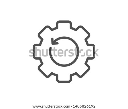 Recovery gear line icon. Backup data sign. Restore information symbol. Quality design element. Linear style recovery gear icon. Editable stroke. Vector