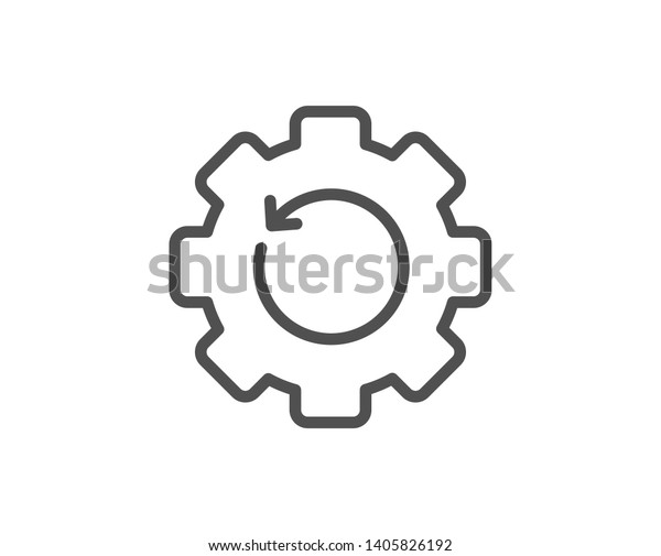 Recovery gear line icon. Backup data sign.\
Restore information symbol. Quality design element. Linear style\
recovery gear icon. Editable stroke.\
Vector