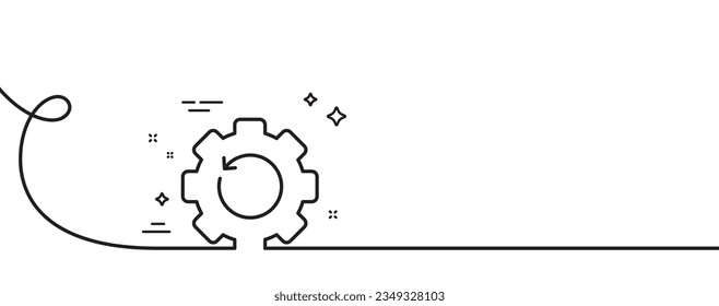 Recovery gear line icon. Continuous one line with curl. Backup data sign. Restore information symbol. Recovery gear single outline ribbon. Loop curve pattern. Vector
