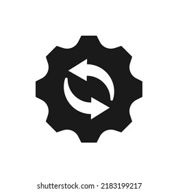 Recovery gear. Workflow, productivity, optimization icon flat style isolated on white background. Vector illustration