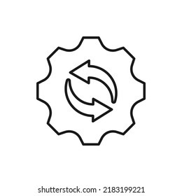Recovery gear. Workflow, productivity, optimization icon line style isolated on white background. Vector illustration