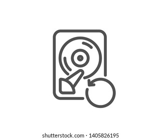 Recovery hdd line icon. Backup data sign. Restore information symbol. Quality design element. Linear style recovery hdd icon. Editable stroke. Vector