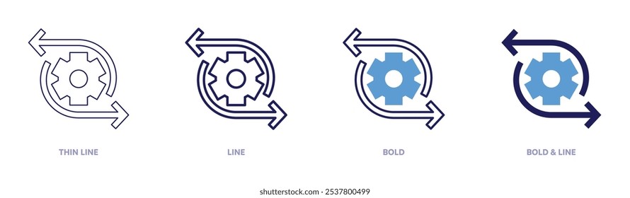 Recovery icon in 4 different styles. Thin Line, Line, Bold, and Bold Line. Duotone style. Editable stroke.