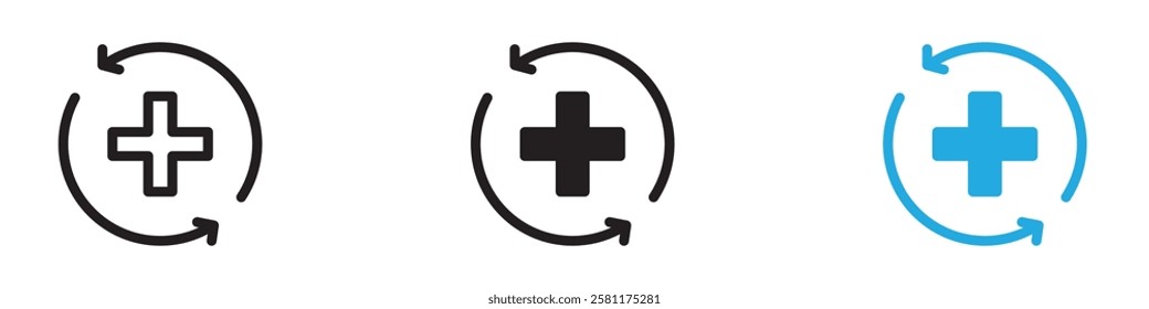 Recovery icon black white vector outline