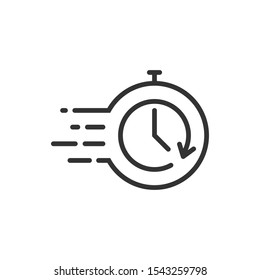 Recovery icon in flat style. Repeat clock vector illustration on white isolated background. Rotation time business concept.