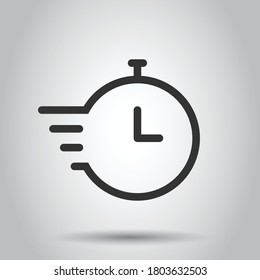 Recovery icon in flat style. Repeat clock vector illustration on white isolated background. Rotation time business concept.