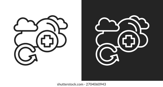 Icono De Recuperación En Versión De Línea Sobre Fondo Blanco Y Negro